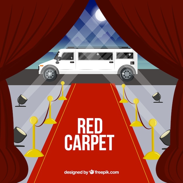 Fond de tapis rouge dans un style plat Vecteur gratuit