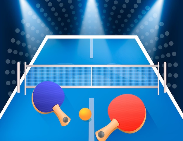 Fond De Tennis De Table Réaliste Avec Pagaies Et Balle | Vecteur Gratuite