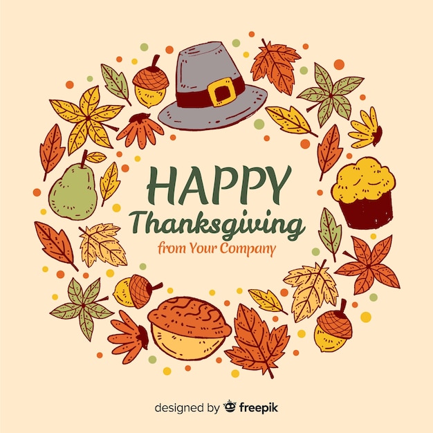 Fond de thanksgiving dessiné main belle Vecteur gratuit