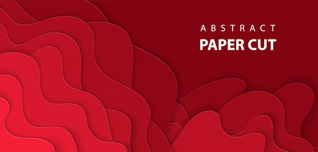 Fond de vecteur avec du papier de couleur rouge foncé coupé Vecteur Premium