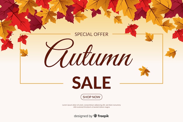 Fond de vente d'automne dans un style plat Vecteur gratuit