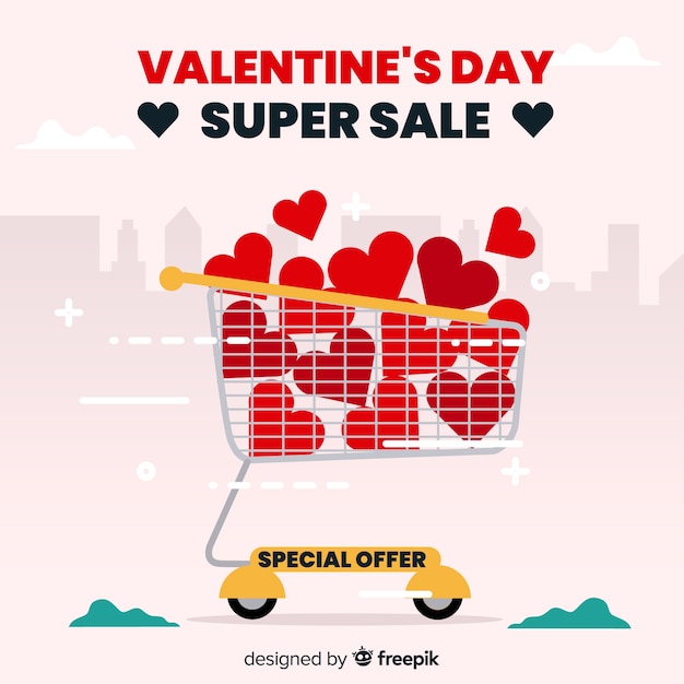 Fond de vente plat saint valentin Vecteur gratuit