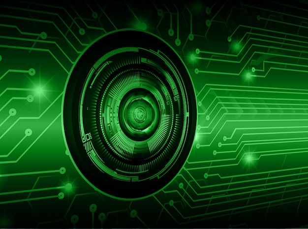 Fond vert concept futur technologie cyber œil Vecteur Premium