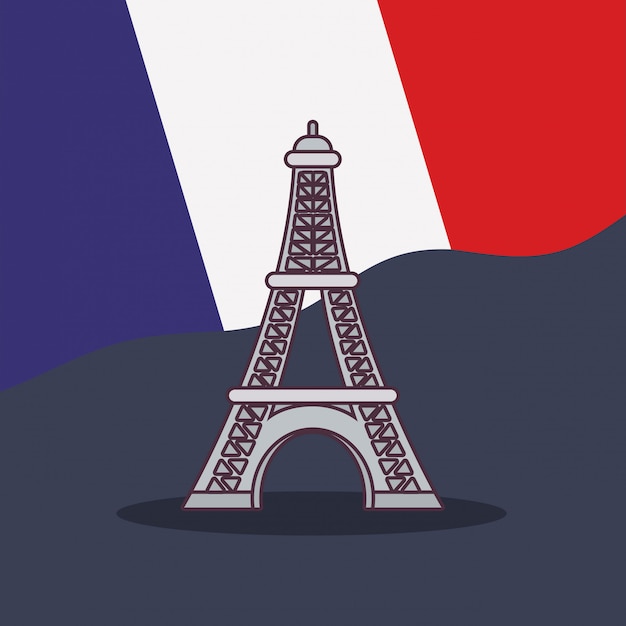 France Culture Avec Drapeau Et Tour Eiffel | Vecteur Premium