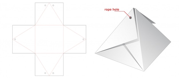 Gabarit De Decoupe Pour Emballage De Recipient A Gateau En Forme De Pyramide Vecteur Premium