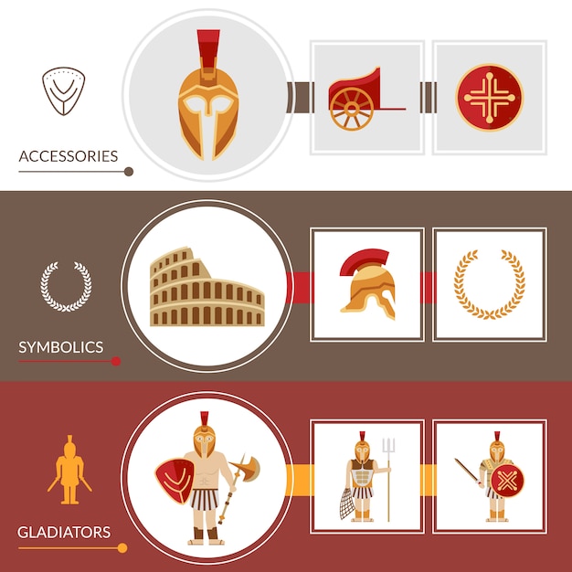 Gladiator banner set Vecteur gratuit