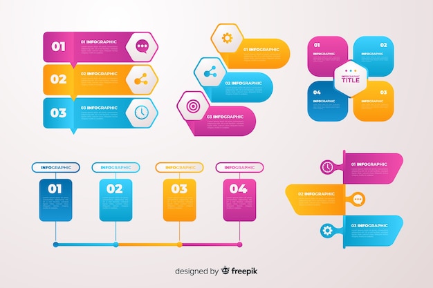 Gradient business infographics elements set Vecteur gratuit