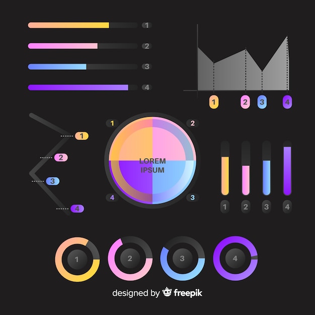  Gradient  Infographic Elements Set Vecteur  Gratuite