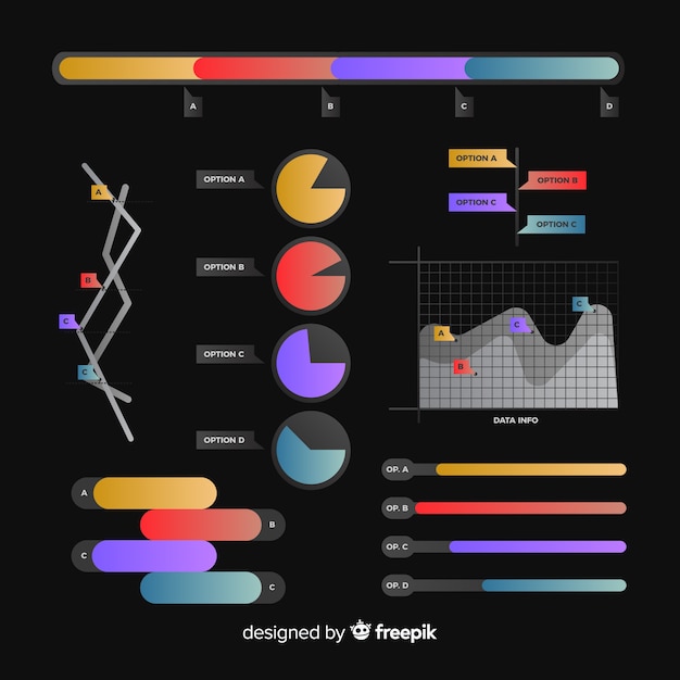  Gradient  Infographic Elements Set Vecteur  Gratuite