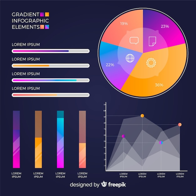 Gradient infographic elements set Vecteur gratuit