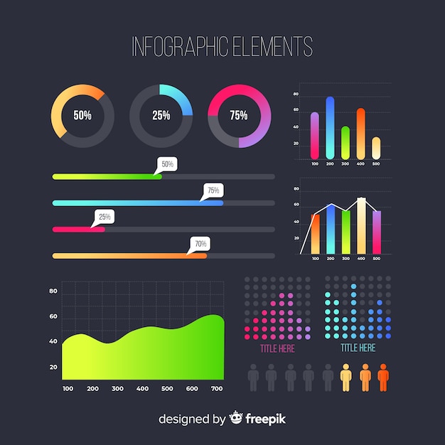 Gradient infographic elements set Vecteur gratuit