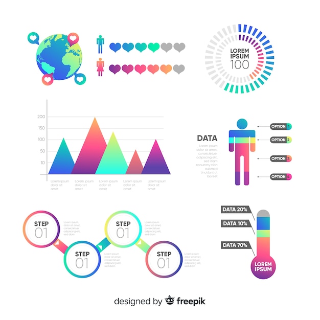  Gradient  Infographic Elements Set Vecteur  Gratuite