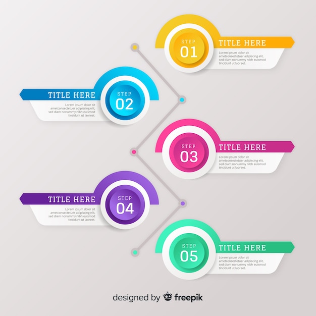 Gradient plat étape colorée infographie Vecteur gratuit