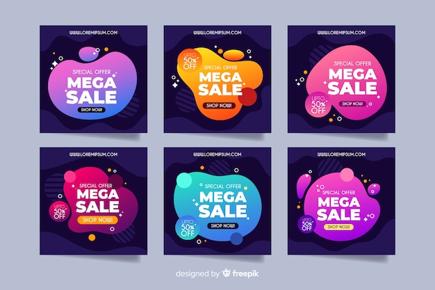 Gradient sale instagram post collection Vecteur gratuit