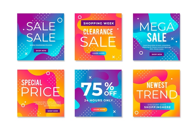 Gradient sale instagram post collection Vecteur gratuit