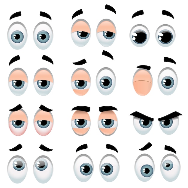 Grand Ensemble D Yeux De Dessin Anime Representant Des Expressions Variees Vecteur Premium