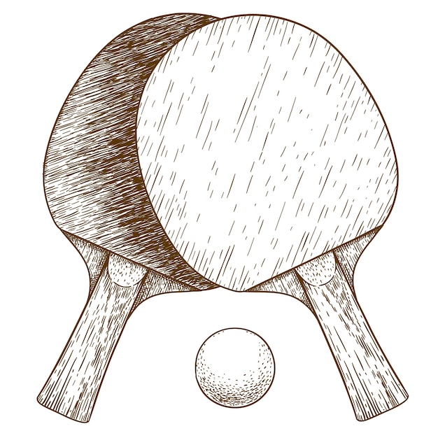 Gravure Illustration De  Tennis  De  Table  De  Ping pong Deux 