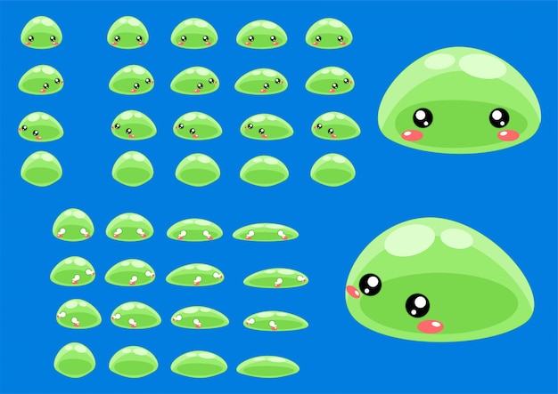 Premium Vector | Green Slime Game Sprites