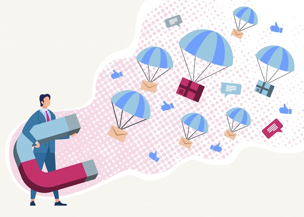 Group mailing, attirer de nouveaux clients avec magnetic Vecteur Premium