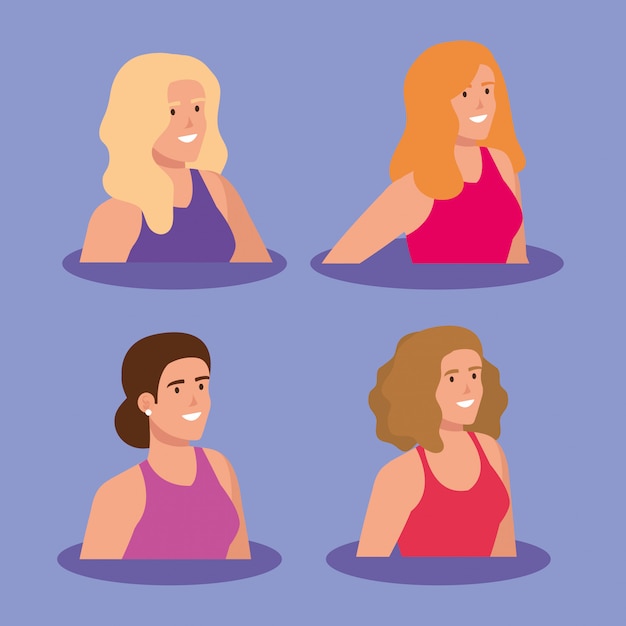 Groupe De Caractère Avatar De Belles Femmes Vecteur Premium