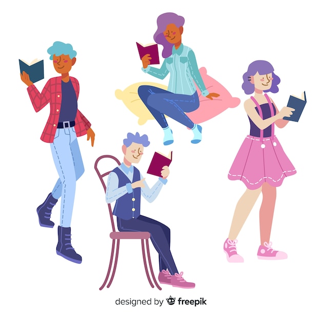 Groupe de caractères de lecture Vecteur gratuit