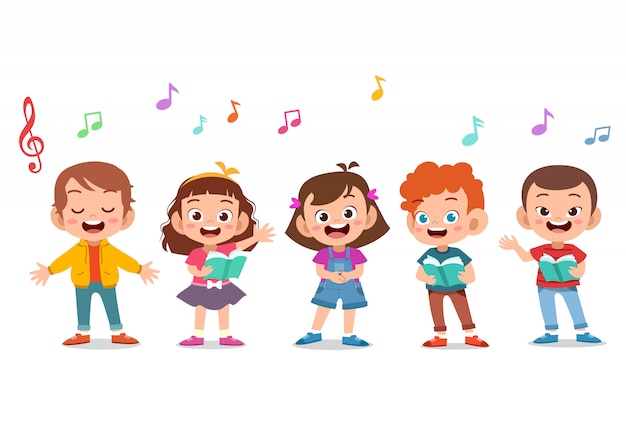 Groupe De Dessin  Anim  D enfants Chantant Dans La Chorale 