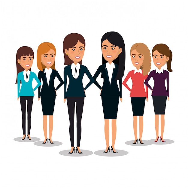 Groupe d'illustrations de travail d'équipe de femmes d'affaires Vecteur gratuit