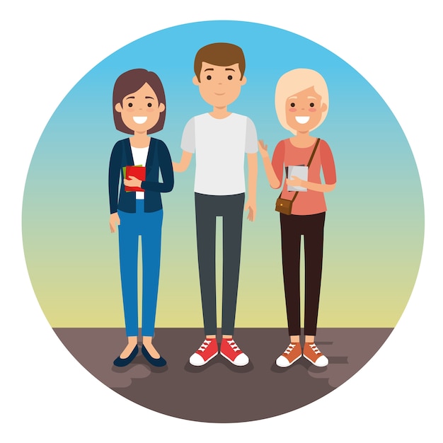 Groupe de jeunes génération génération Vecteur Premium