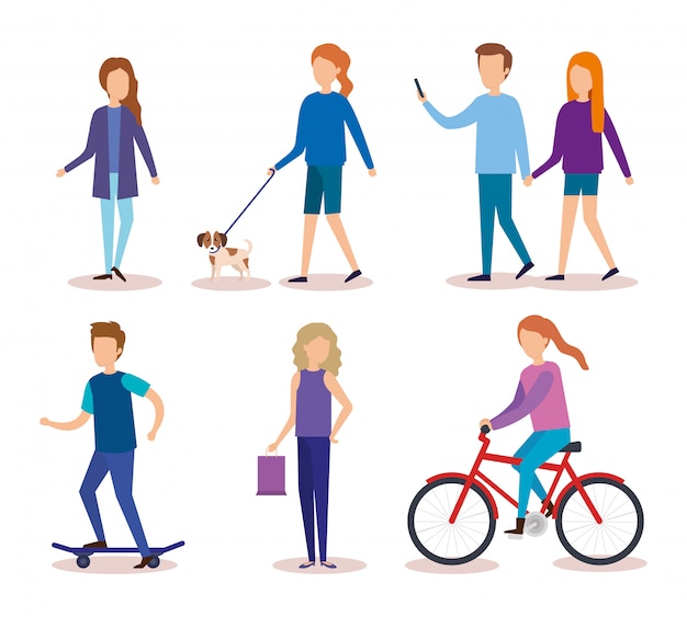 Groupe de personnes faisant des activités Vecteur gratuit
