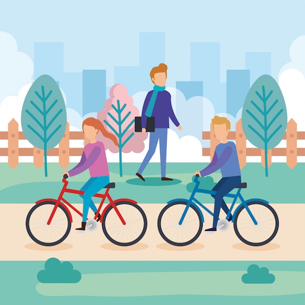 Groupe de personnes sur le parc Vecteur gratuit
