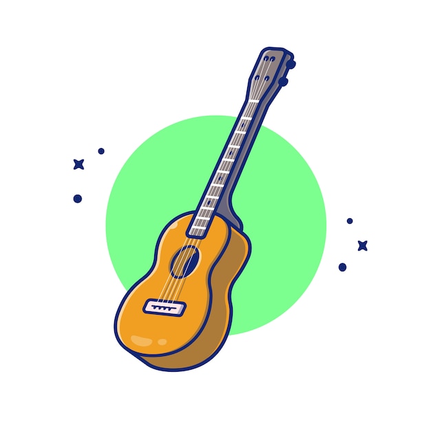 Guitare Acoustique Musique Dessin Animé Icône Illustration. Concept D&#39;icône  D&#39;instrument De Musique Isolé Premium. Style De Bande Dessinée Plat |  Vecteur Premium