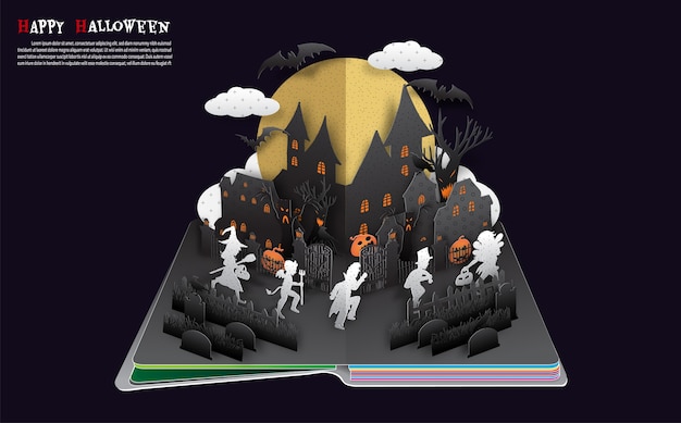 Halloween Pop Up Book Du Vecteur. | Vecteur Premium