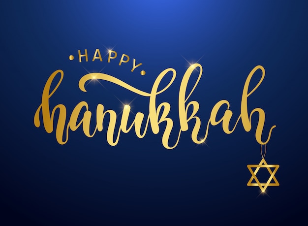 Happy hanukkah poster, conception de cartes Vecteur Premium