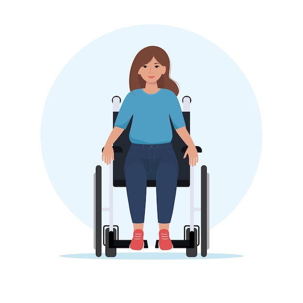 Heureuse Jeune Femme En Fauteuil Roulant Illustration Vectorielle Dans Un Style Plat Vecteur