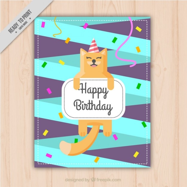 Heureux Chat Dans Une Invitation Danniversaire