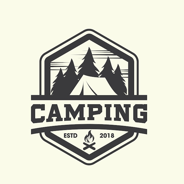 Hipster Camping Logo  Vecteur Vecteur Premium