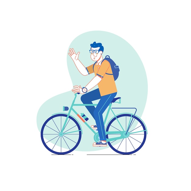 Homme De Style Ville à Vélo Illustration De Dessin Au Trait