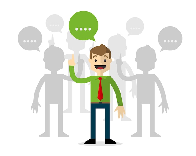 Hommes d'affaires dans les forums, en parlant. Vecteur Premium