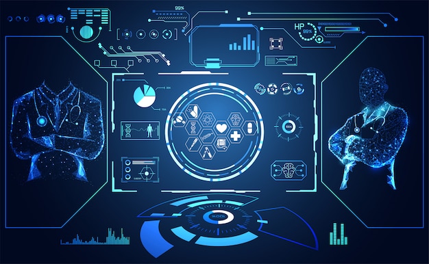 Hud interface ui futuriste concept docteur Vecteur Premium