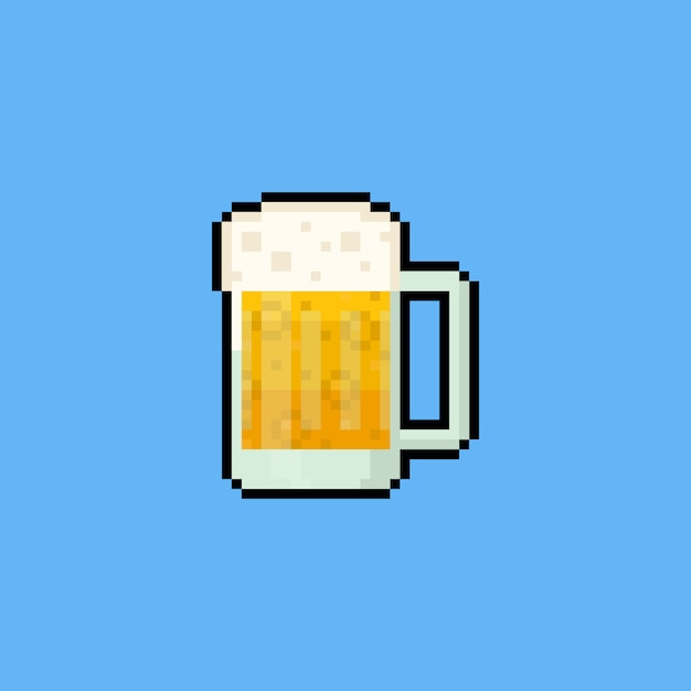 Icone De Chope De Biere Dessin Anime Pixel Art Vecteur Premium