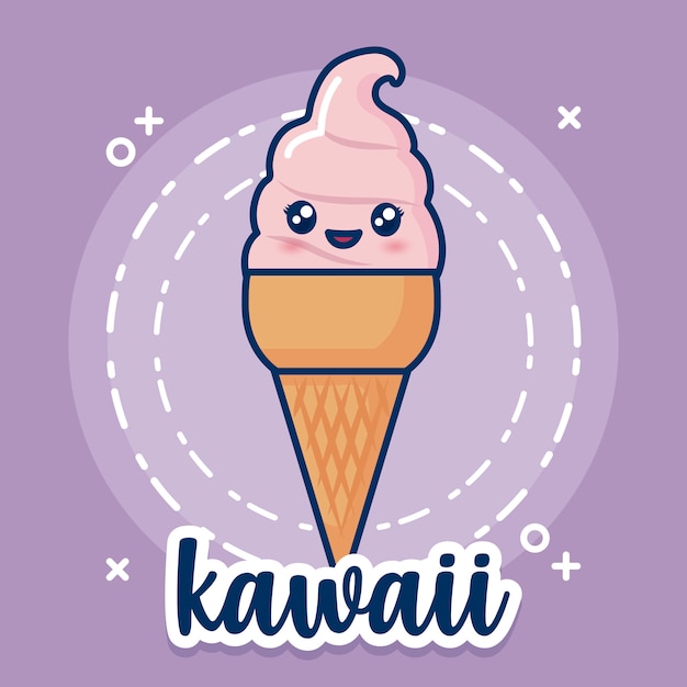 Icône de crème glacée kawaii Vecteur gratuit