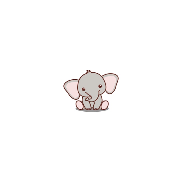 Icone De Dessin Anime Mignon Bebe Elephant Assis Vecteur Premium