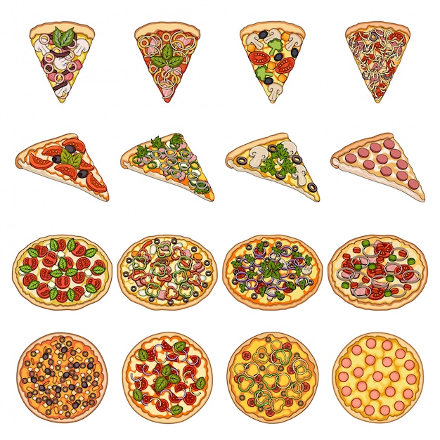 Icone De Jeu De Dessin Anime De Pizza Alimentaire Menu De Cuisine Jeu De Dessin Anime Isole Icone Nourriture Pizza Vecteur Premium