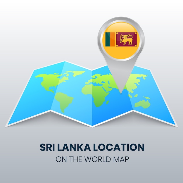 Icone De Localisation Du Sri Lanka Sur La Carte Du Monde Icone De Broche Ronde Du Sri Lanka Vecteur Premium