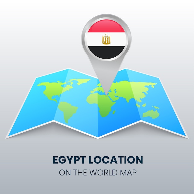 Icone De Localisation De L Egypte Sur La Carte Du Monde Icone De Broche Ronde De L Egypte Vecteur Premium