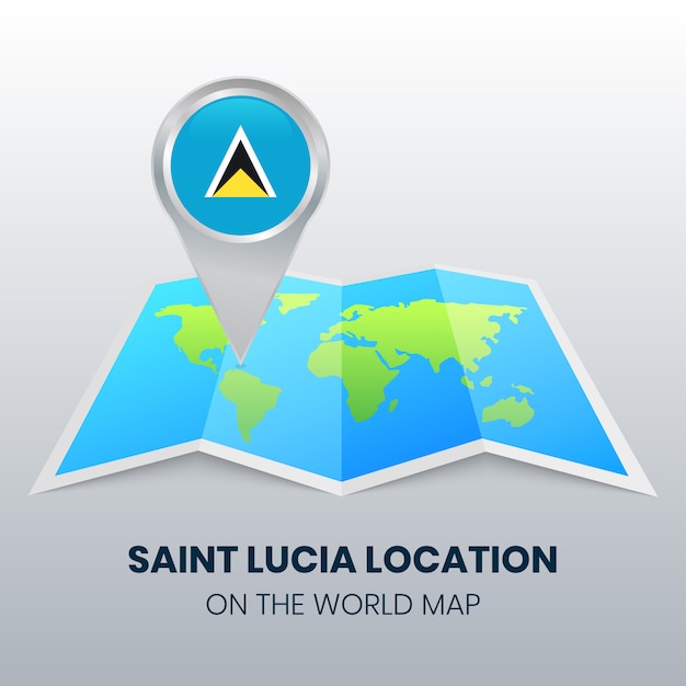 Icone De Localisation De Sainte Lucie Sur La Carte Du Monde Vecteur Premium