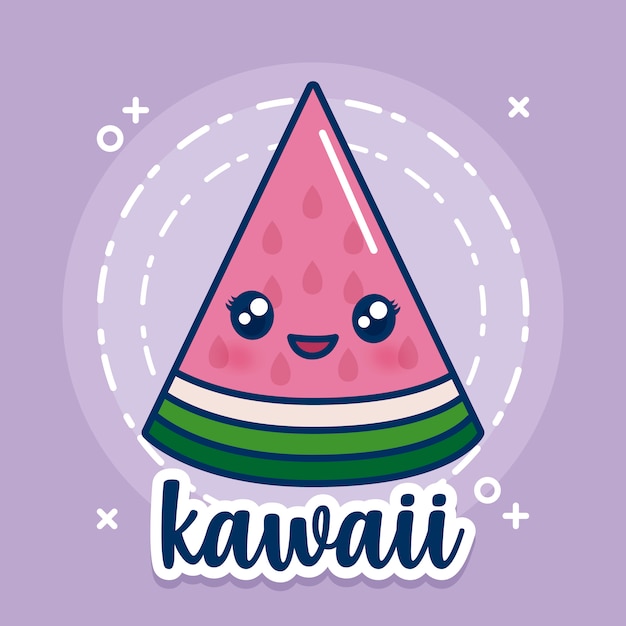 Icone De La Pasteque Kawaii Vecteur Gratuite