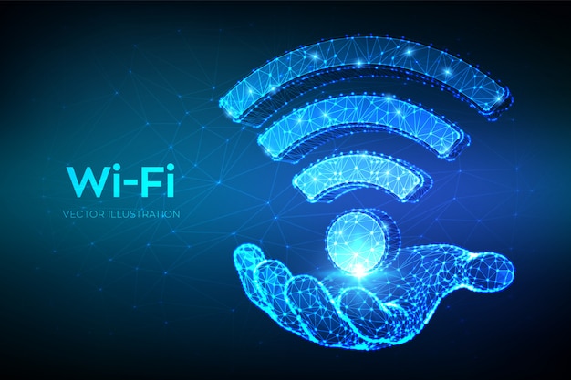 Icône De Réseau Wi-fi. Low Wi Abstrait Signe Wi Fi Dans La Main. | Vecteur  Premium