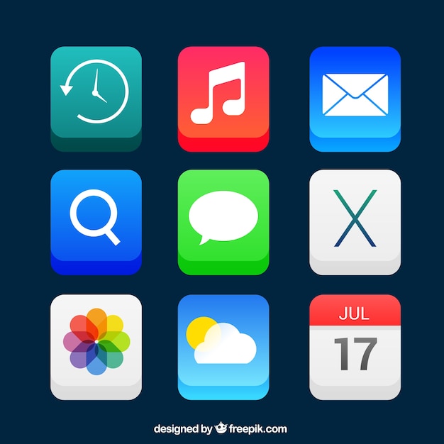 Icônes d'applications dans le style 3d Vecteur gratuit