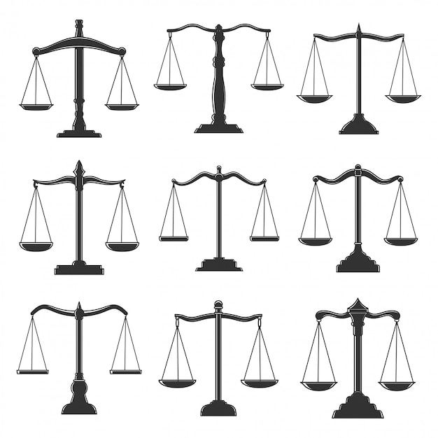 Icones De Balance Droit De La Justice Notaire Et Avocat Echelles Des Symboles Du Tribunal De